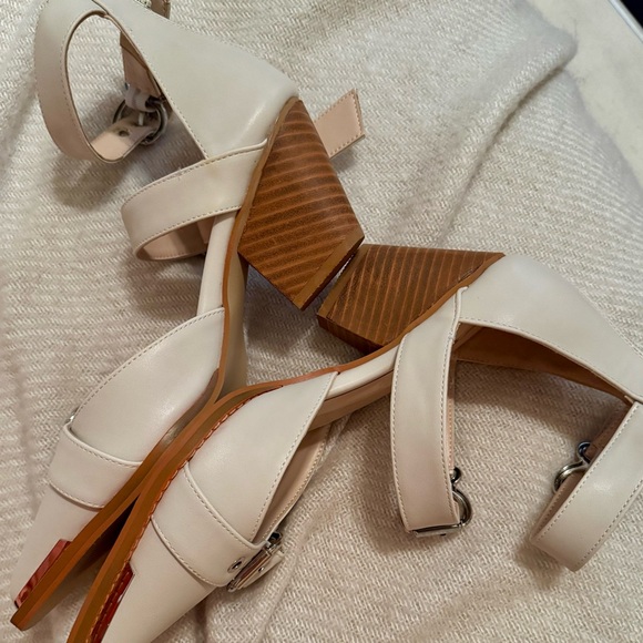 FSJ Beige Buckle Strap Heels - Picture 12 of 12